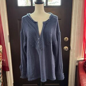 We The Free Navy Button Down Shirt